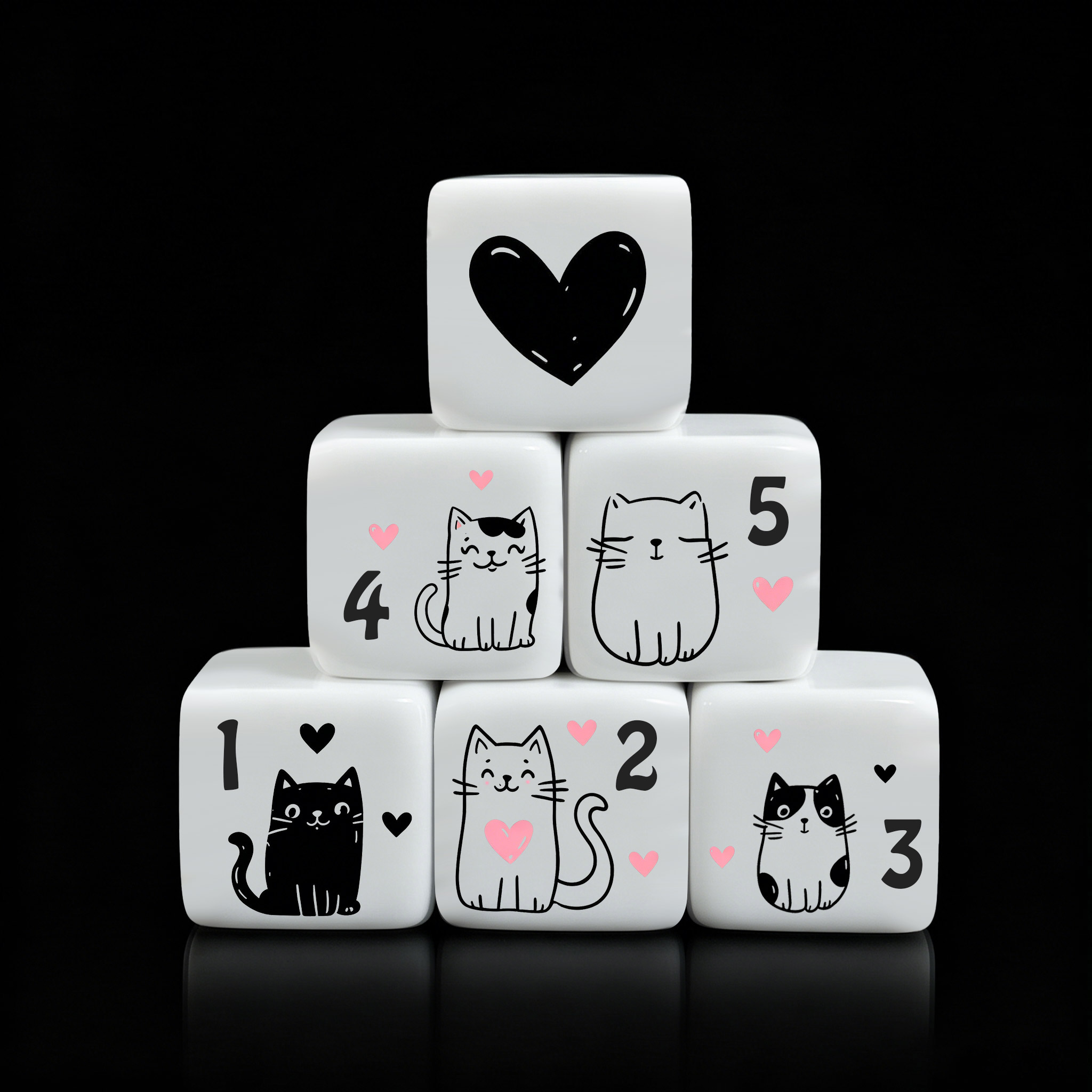 12Pcs/Set 16mm Cute Cat Dice,  - Board Game Illustration 评论和价格