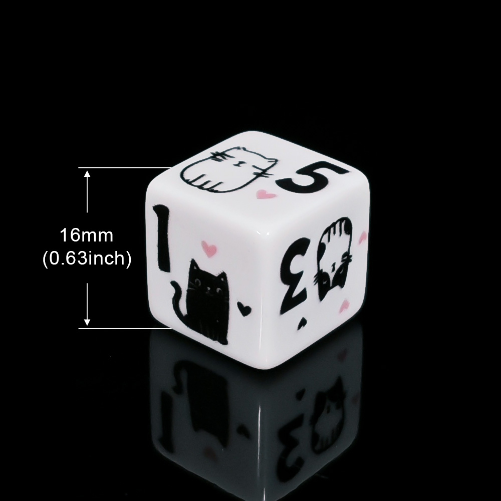 12Pcs/Set 16mm Cute Cat Dice,  - Board Game Illustration 评论和价格