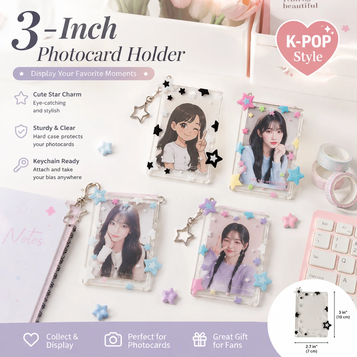 Star Design 3 Inch Photocard H - Card Sleeves Protector 评论和价格