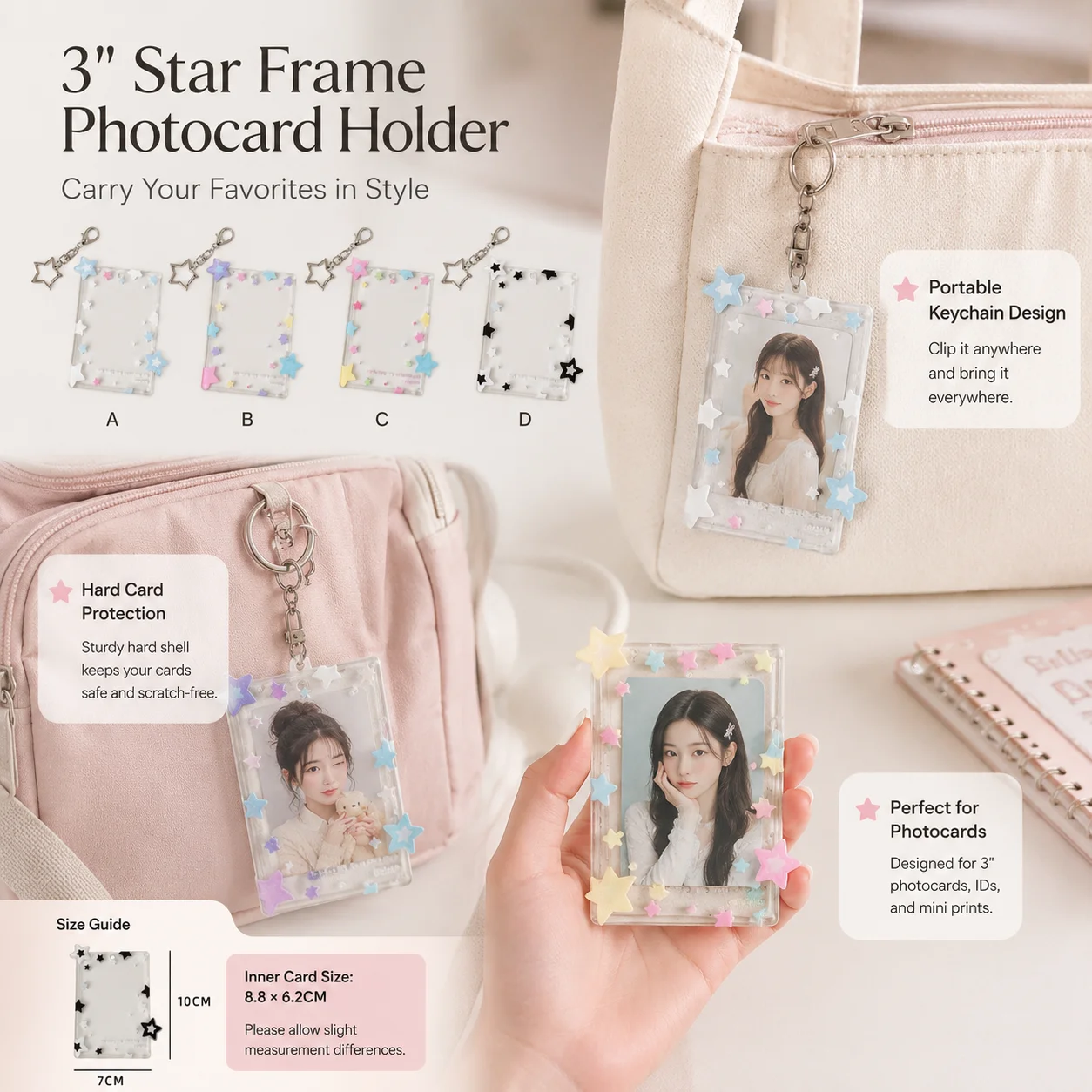 Star Design 3 Inch Photocard H - Card Sleeves Protector 评论和价格