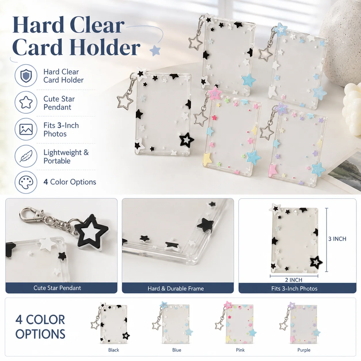 Star Design 3 Inch Photocard H - Card Sleeves Protector 评论和价格